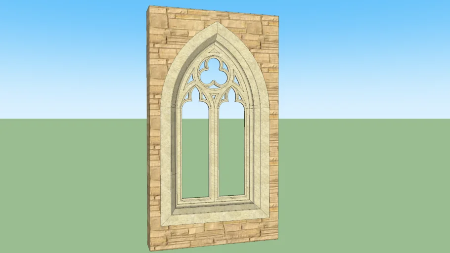 Gothic window with trifoil embedded in wall | 3D Warehouse