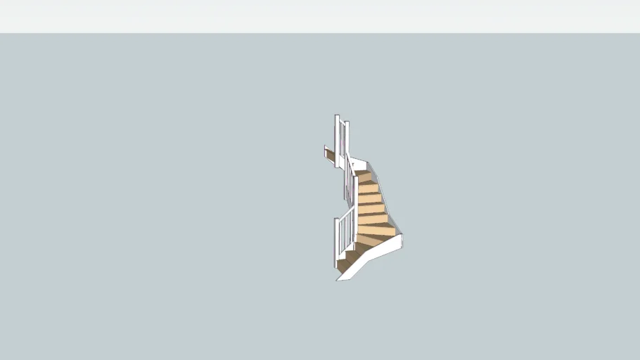 StairBox.com Double winder "U" shaped staircase, with handrail