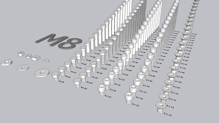 M8 Bolts Hex Allen Nuts Washer Metric