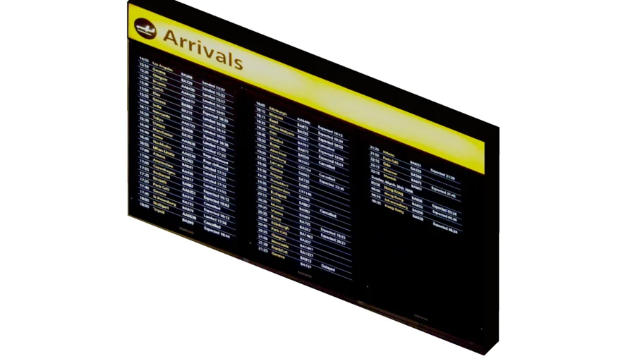 Arrivals board: Airport