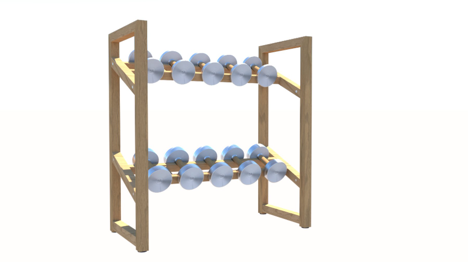 Paragon Studio Horizontal Dumbbell Rack 2 Tier, 5 pair