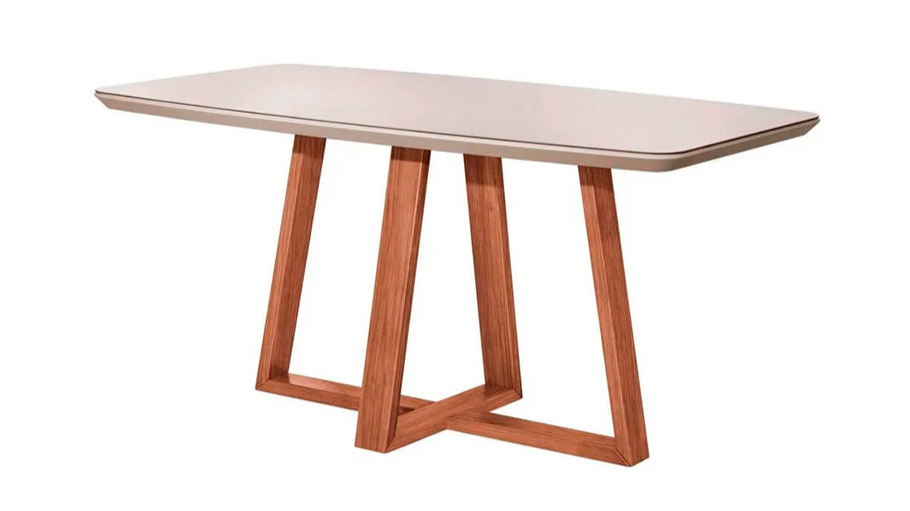 Mesa De Jantar Retangular Bennett Com Tampo De Vidro