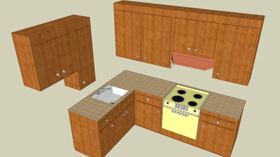 Kitchen Cabinets, Sink and Stove