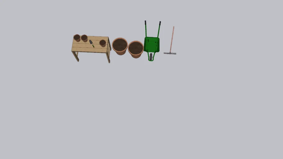 Garden tools and potting table