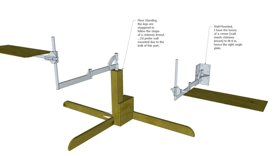 Dual-sided overbed/chair table | 3D Warehouse