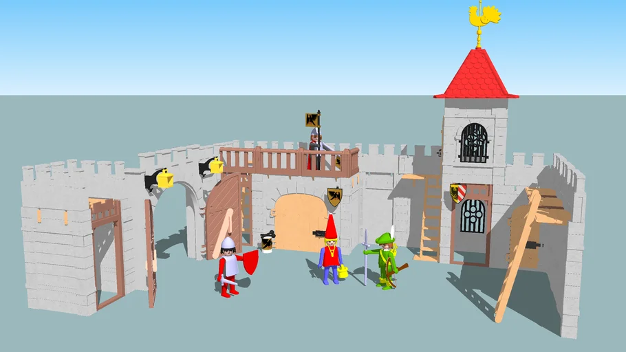 Playmobil Castle Burg Castillo pared curva con ventana y puerta