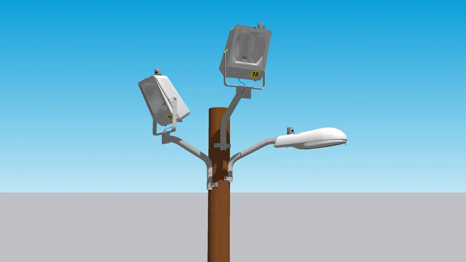 Wooden pole walkway lights