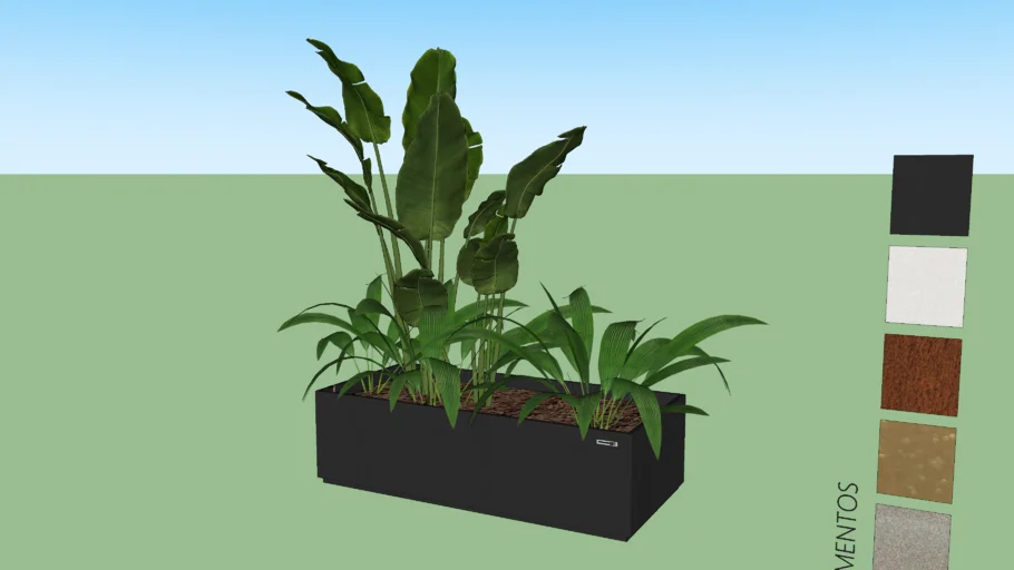 8311_Floreira Auto Irrigável PS01 Aglaonema e Bananeira - Vertical Garden.skp