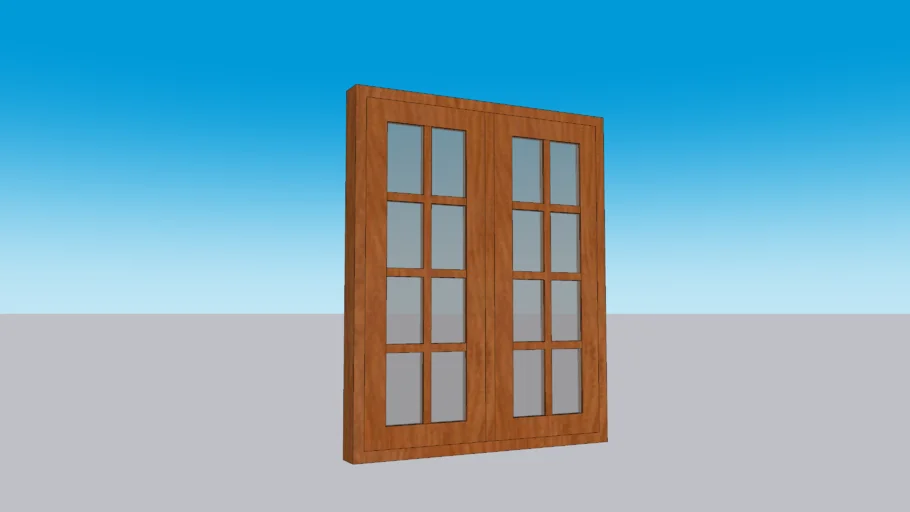 Glass window with wood frame