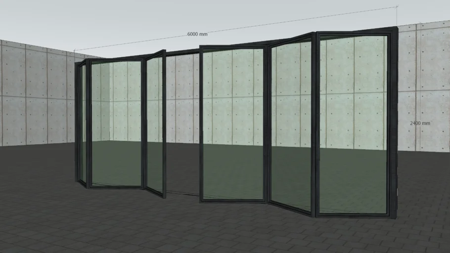6 panels stainless steel folding glass door