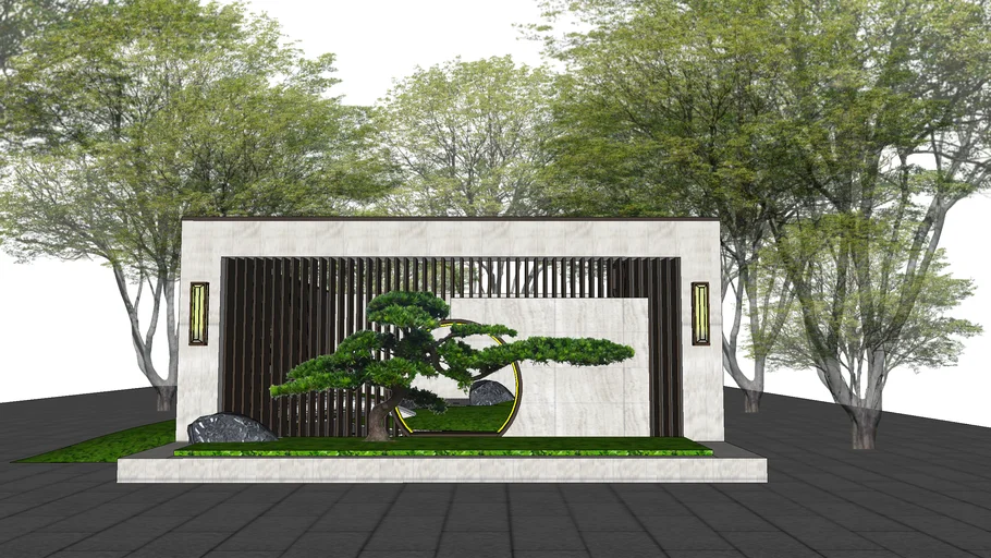 Landscape wall moon gate 景观墙月洞门 www.1skp.com