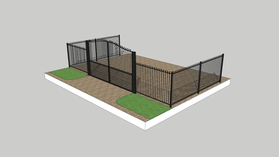 Curved Top Driveway Gate with Fencing