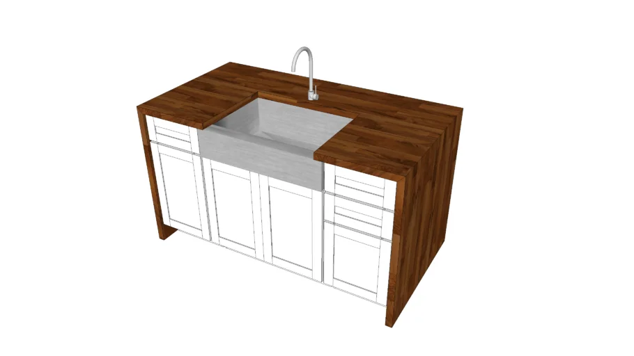 Kitchen Island w/ Walnut Butcher Block Counters