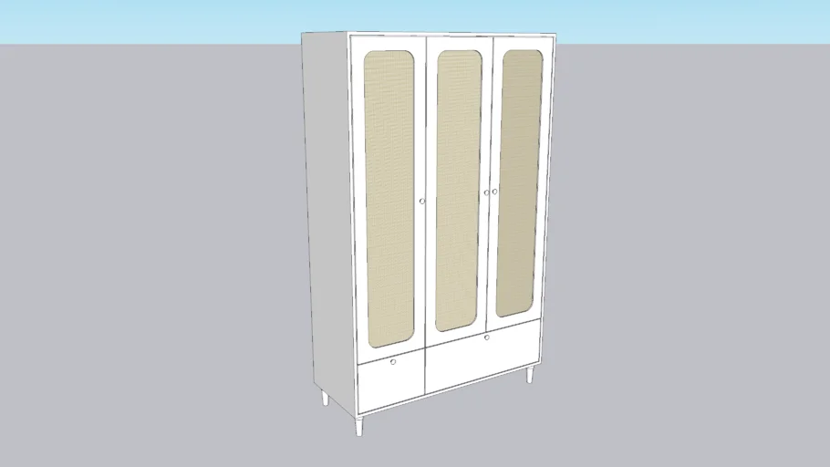 Guarda-Roupa Infantil 3 Portas Rattan Coleção Fofura Divicar Divibaby