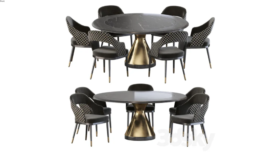 Stainless Steel Chair and Dolly Tonin Casa table 3DSKY