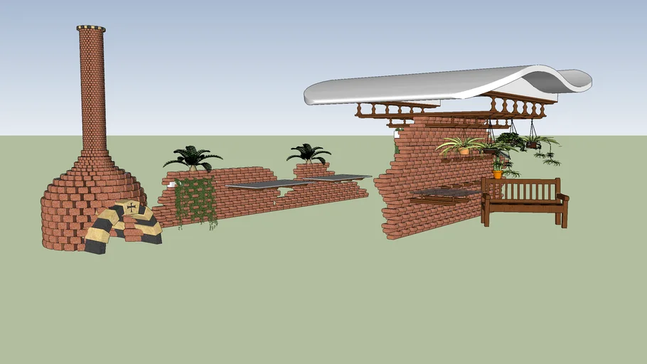 BBQ furnace and dining platform