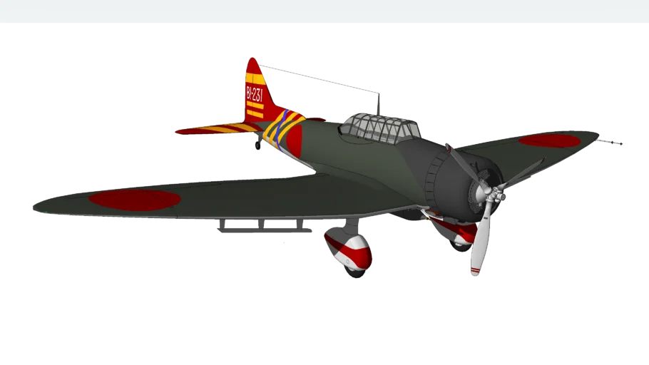Aichi D3A1 "Val"   Type 99 Carrier Dive Bomber Model 11 (lower poly)