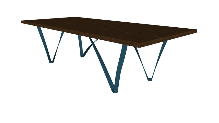 Genoa Dining Table in Canaletto Walnut and Deep Ocean by Modloft