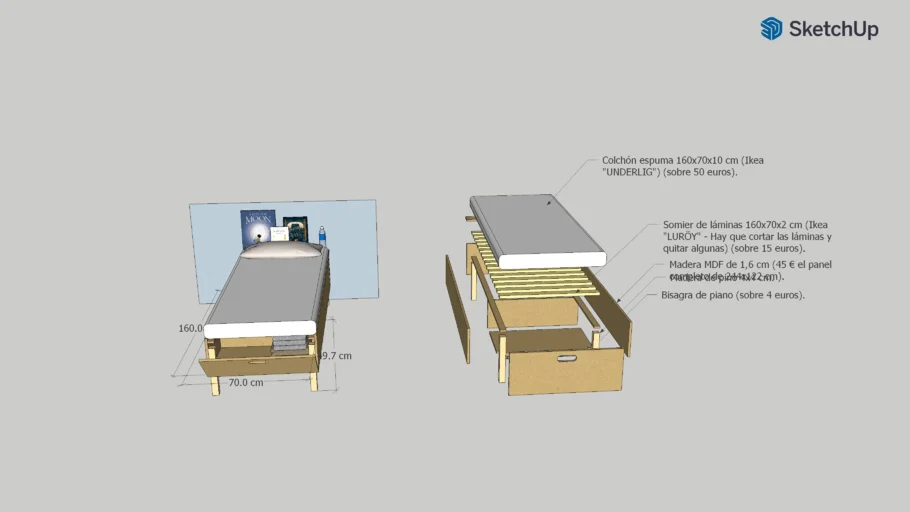 Cama juvenil 160x70 cm