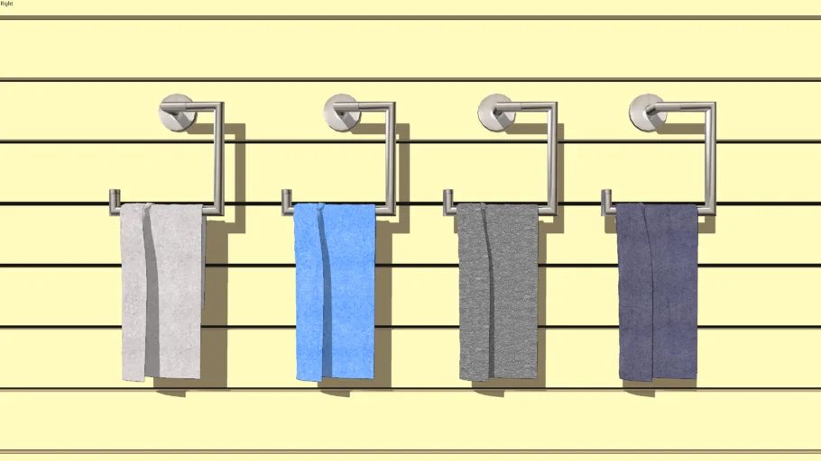 Set of Wrapped up Towels on Metal Racks