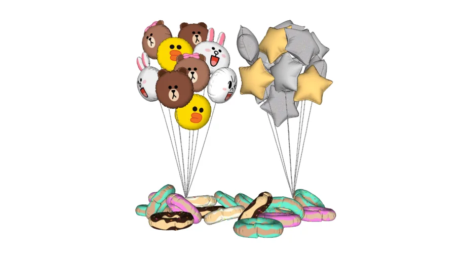 GLOBO EN FORMA DE ESTRELLA / OSO / DONAS