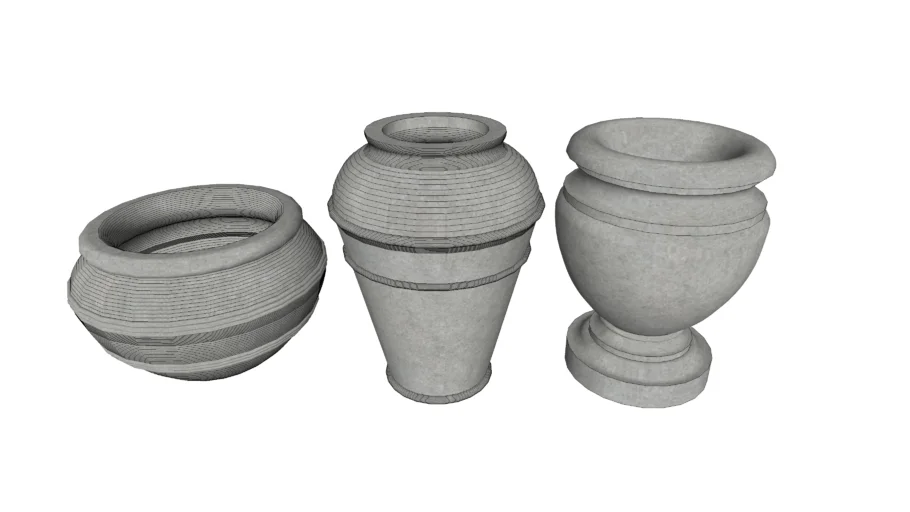 陶罐花钵景观小品su模型-www.tuhua8.com