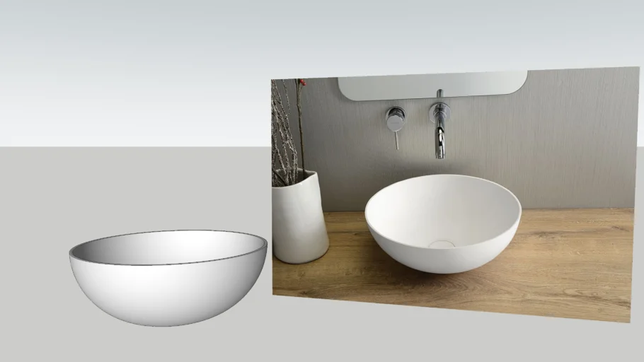 Bathroom countertop sink THIN V-ray