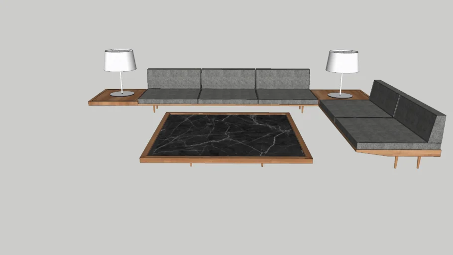 Midcentury floating sectional sofa redesigned (modular)