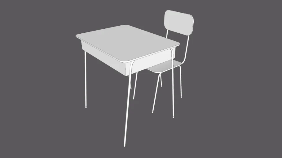 School Desk And School Chair 2 For Students 516Polygons