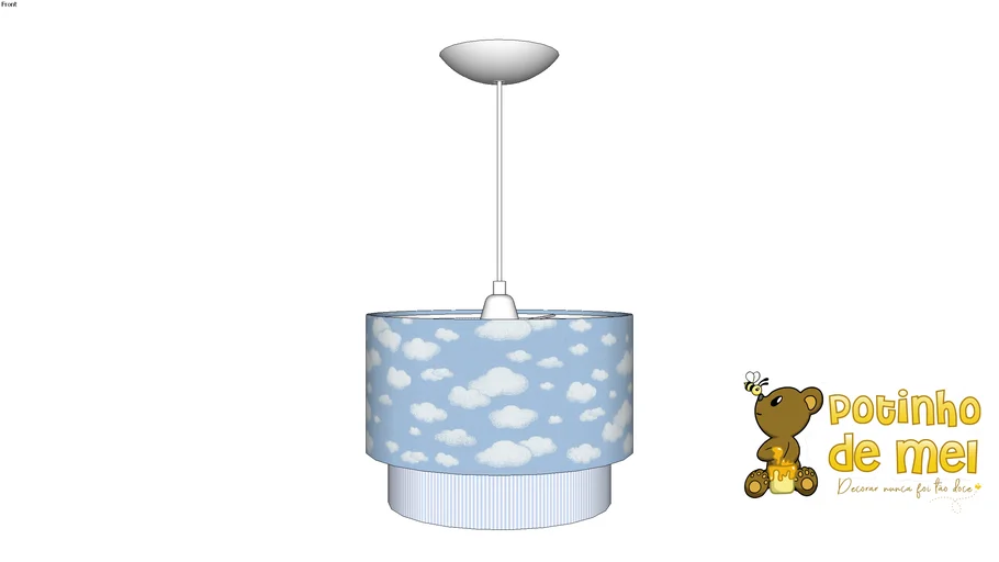Lustre Tubular Duplo Nuvem Azul - Potinho de Mel