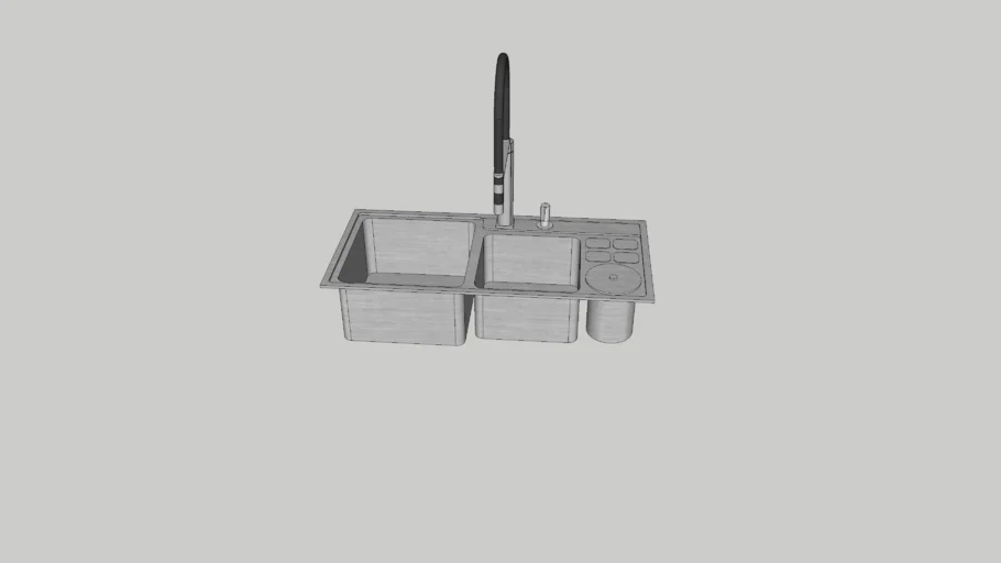 Cuba Dupla Inox Gourmet Luxo Sobrepor Com Lixeira E Dosador