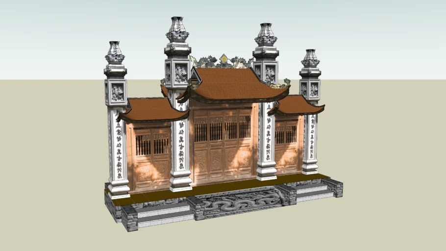 tam quan đình chùa - tứ trụ - Vietnam pagoda three gate