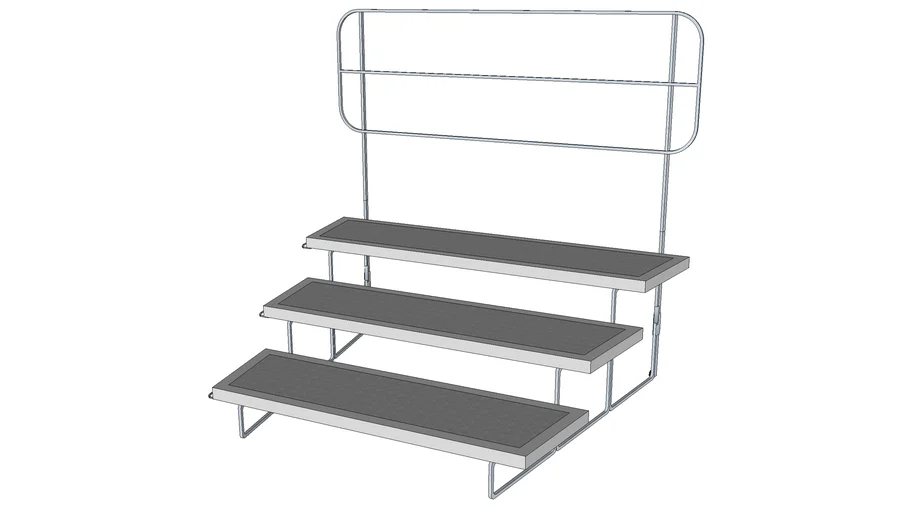 Wenger Riser 6'x18' 3-step with safety rail | 3D Warehouse