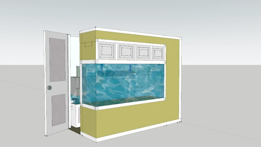 315 gal in wall reef aquarium enclosed equipment/service closet room