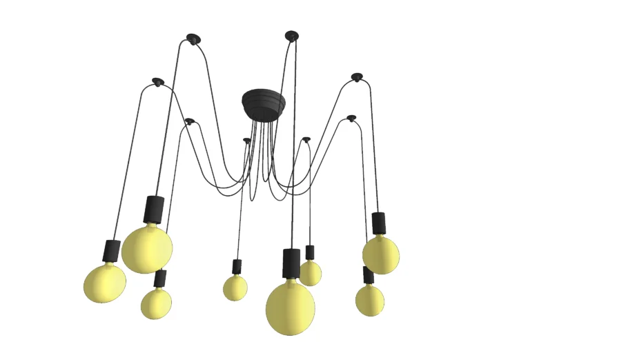 8 Light Edison Bulb LED Multi Light Pendant Black Spider Chandelier