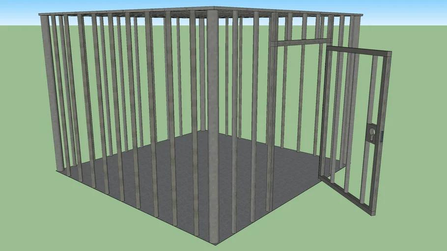 Cage with open door