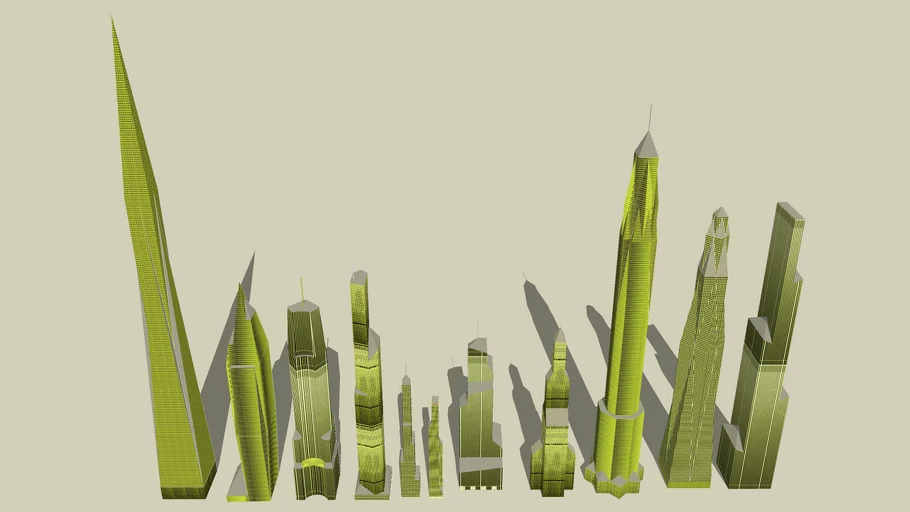 11 concept skyscrapers ranging from 287 floors to 75 floors.