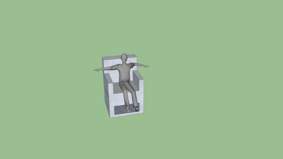 3D man sitting on metal arm chair