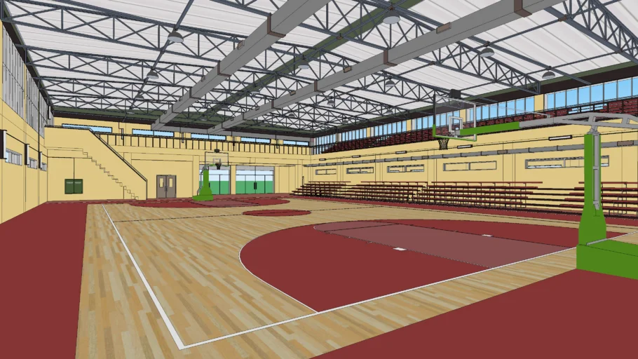 School Basketball / Multi Purpose Gym Building - Extreme High Detail (wi