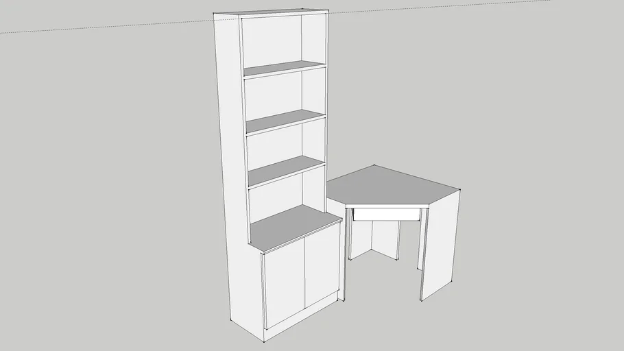 desk and bookshelf