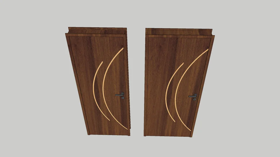 Porta frisada de Madeira com Fechadura - Completa