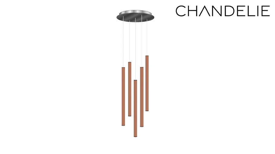 Pendente Canalis Led 5x3w 3000k Cobre Fio Transparente 1,8m