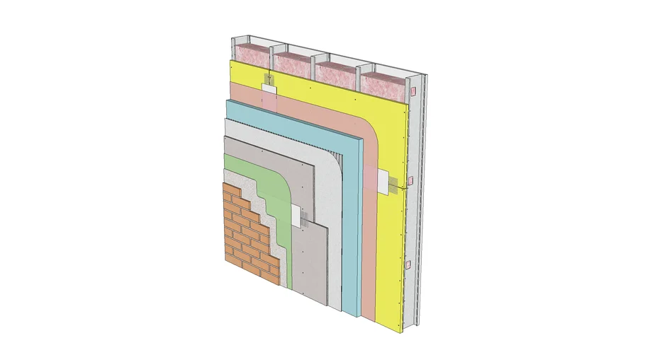01.080.0223 Wall system Adhered brick, steel studs, gyp. sheathing, air ...