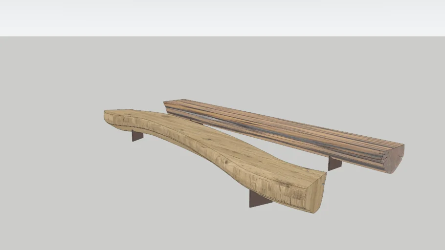 Custom made bark log wood trunk bench
