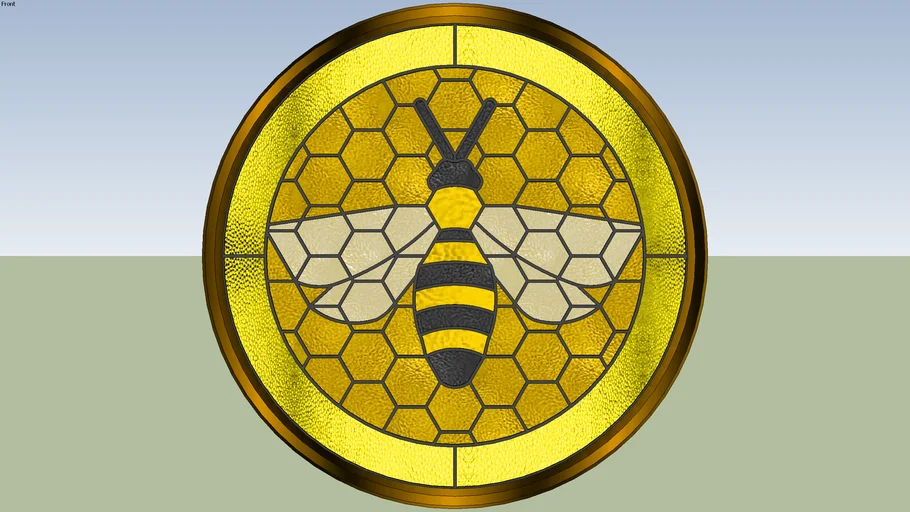 Stained Glass Panel 0328 Honeybee (Wall or Window Art)