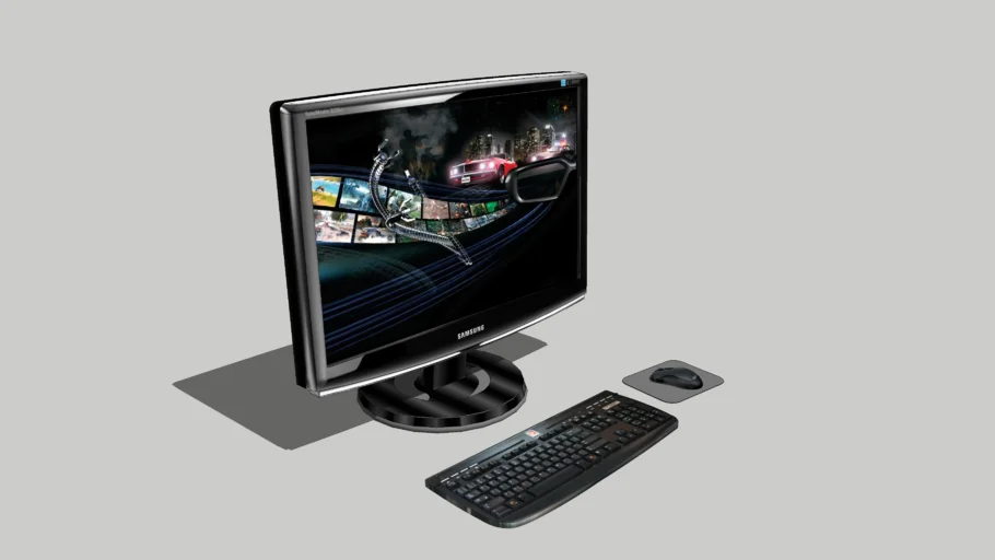 LCD Monitor with Keyboard and Mouse