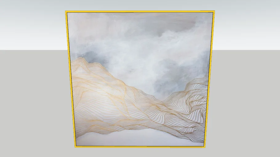QUADRO ABSTRATO COM MOLDURA DOURADA