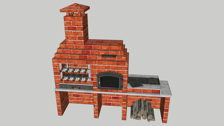 Churrasqueira, forno e fogão de lenha