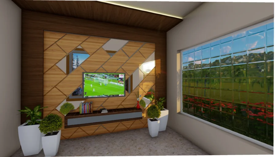 Modern Tv unit with Designer back panel