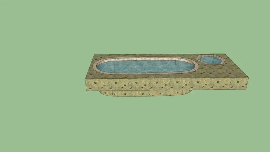 Inground pool with a Hotub